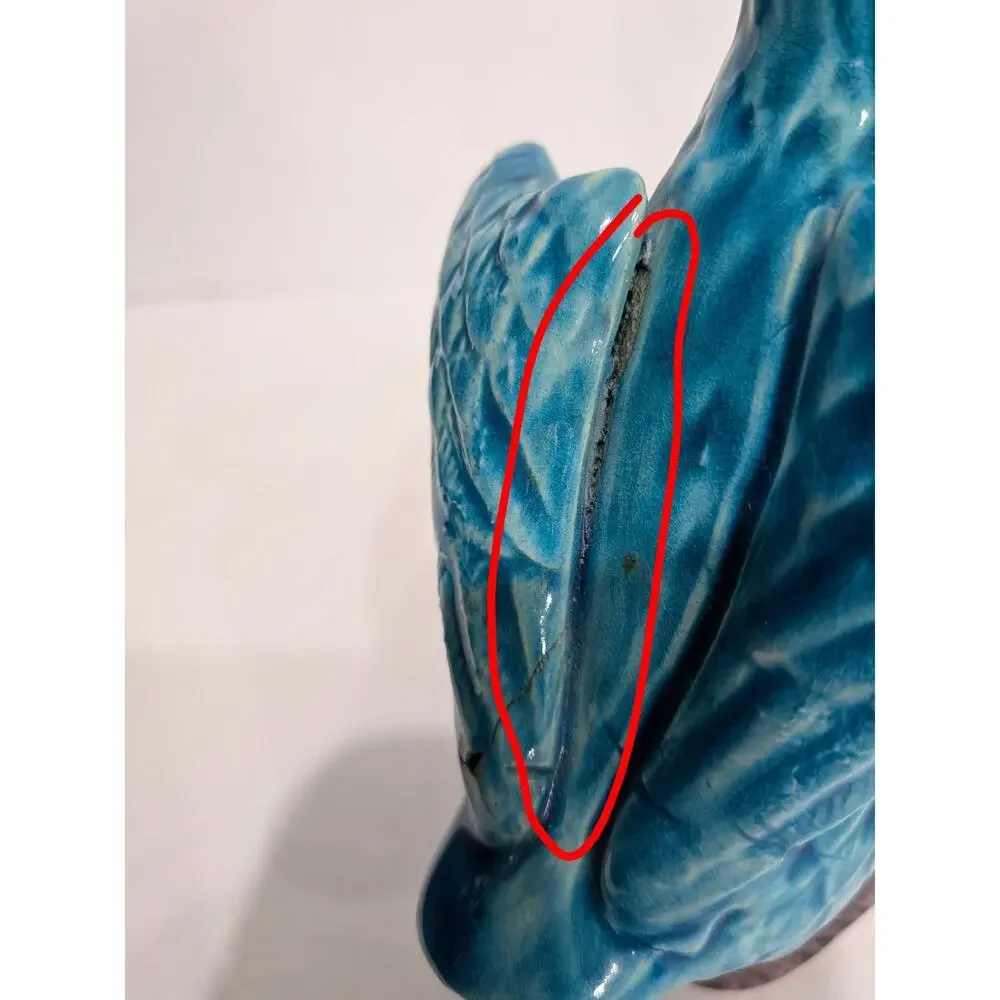 Vintage Turquoise Blue Glazed Ceramic Duck Figurines Pair Japan Chinoiserie